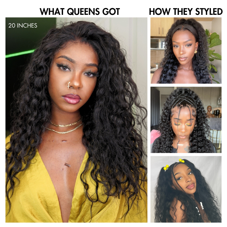 Deep Wavy closure 4x4 Lace Glueless Curly Wig 100% virgin hair