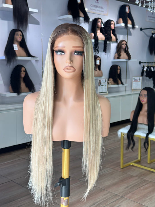 Champagne Ash Luxe Straight HD Wig