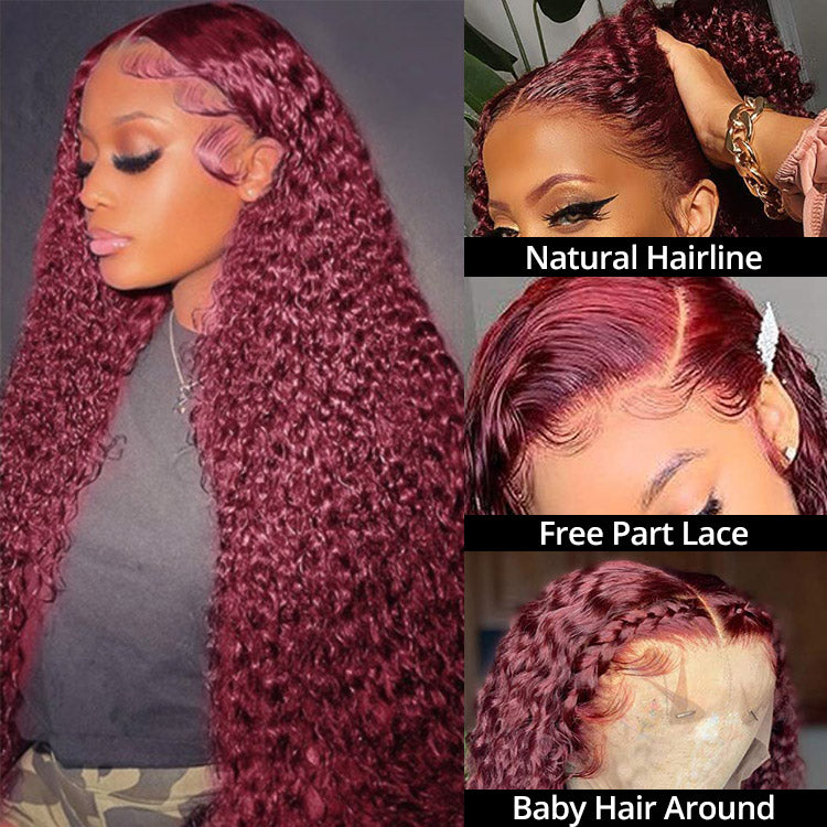 99J Curly Hair Lace Front Wigs virgin Human Hair