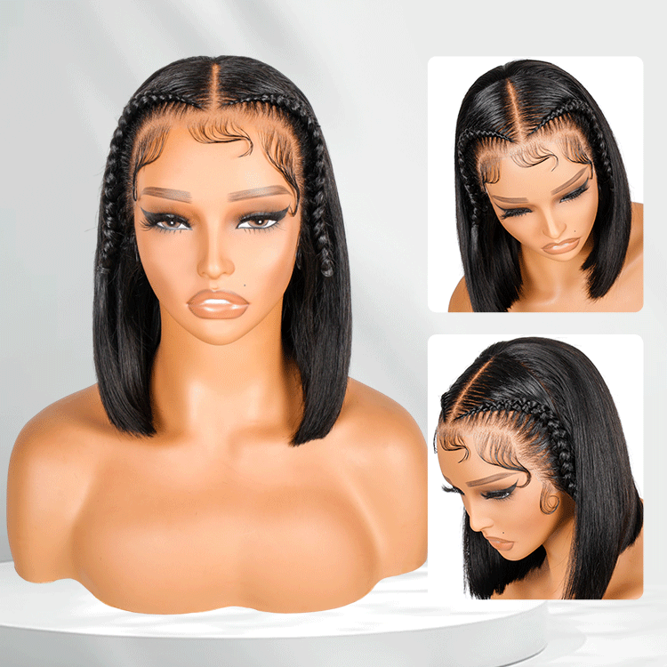 Lace Front Wig Straight Bob bleach knots HD Lace
