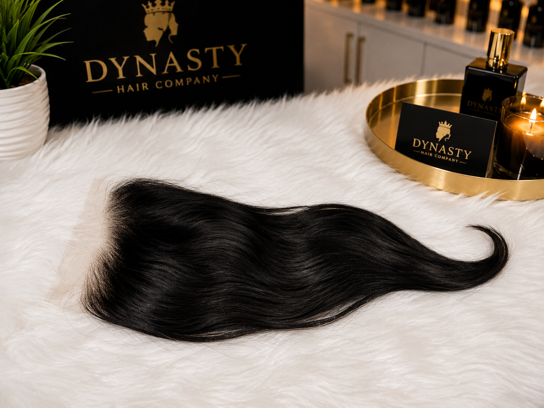 Midnight Silk 5x5 HD Closure 16” Straight | HD Lace | Pre-Plucked | Pre-Bleached