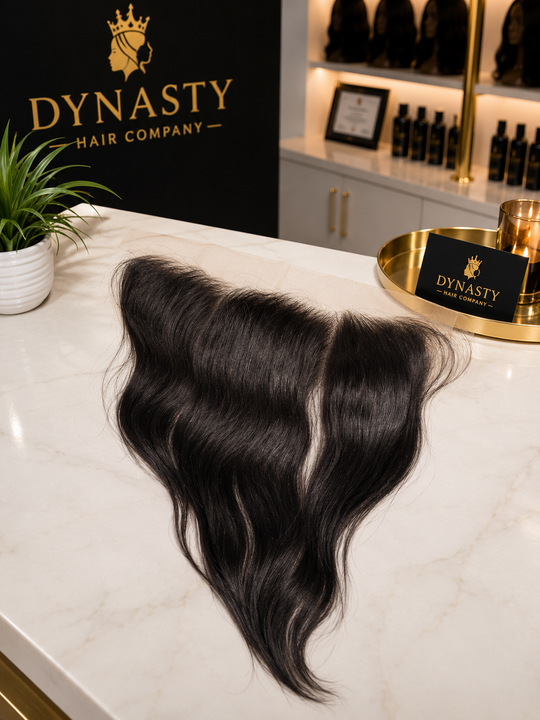 Midnight Silk HD Frontal  16” Straight | HD Lace | Pre-Plucked | Pre-Bleached