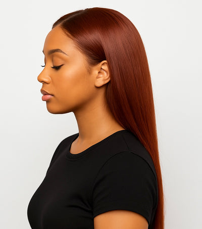 Auburn Allure Straight Wig – 13x4 Transparent Lace 26”