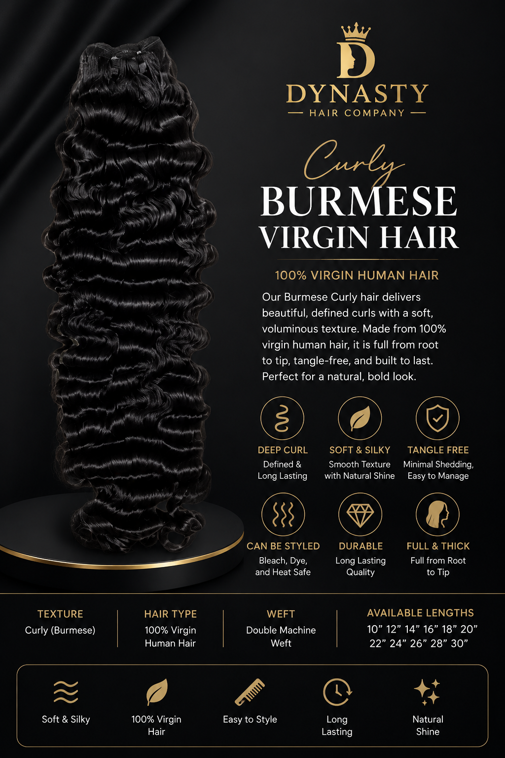 Curly Bundle - Burmese Virgin Hair Defined Curls • Soft Texture • 100% Virgin Hair