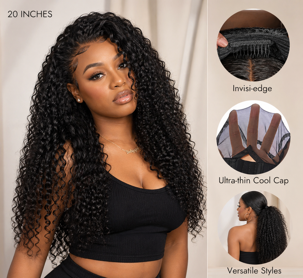 Midnight Burmese Curl Half Wig