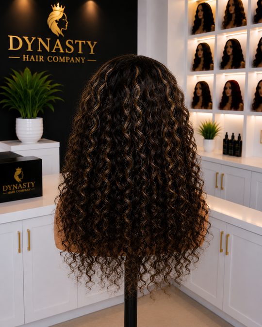 Mocha Highlight Deep Curly 5x5 HD Closure Wig – Glueless