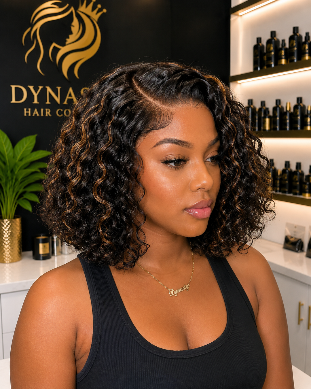 Dynasty Honey Luxe Wave – 5×5 Swiss Lace Highlight Wig