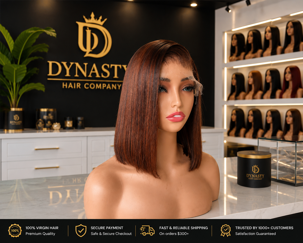 Custom Color Cinnamon Bob – 10” 5×5 HD Glueless Wig