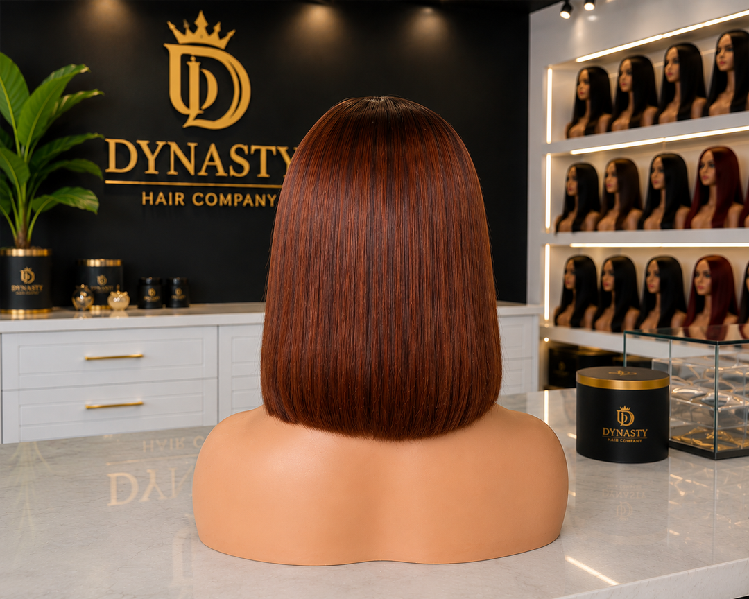 Custom Color Cinnamon Bob – 10” 5×5 HD Glueless Wig