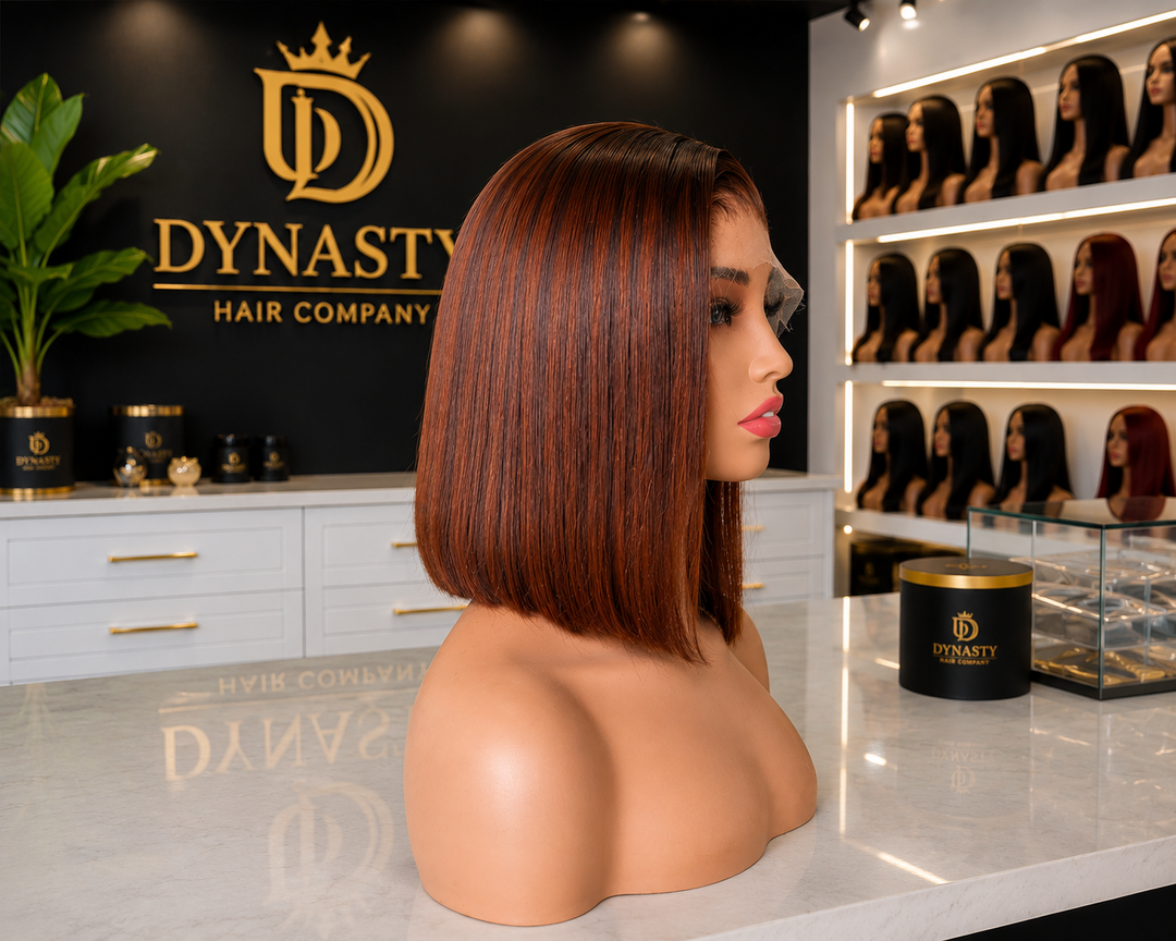 Custom Color Cinnamon Bob – 10” 5×5 HD Glueless Wig