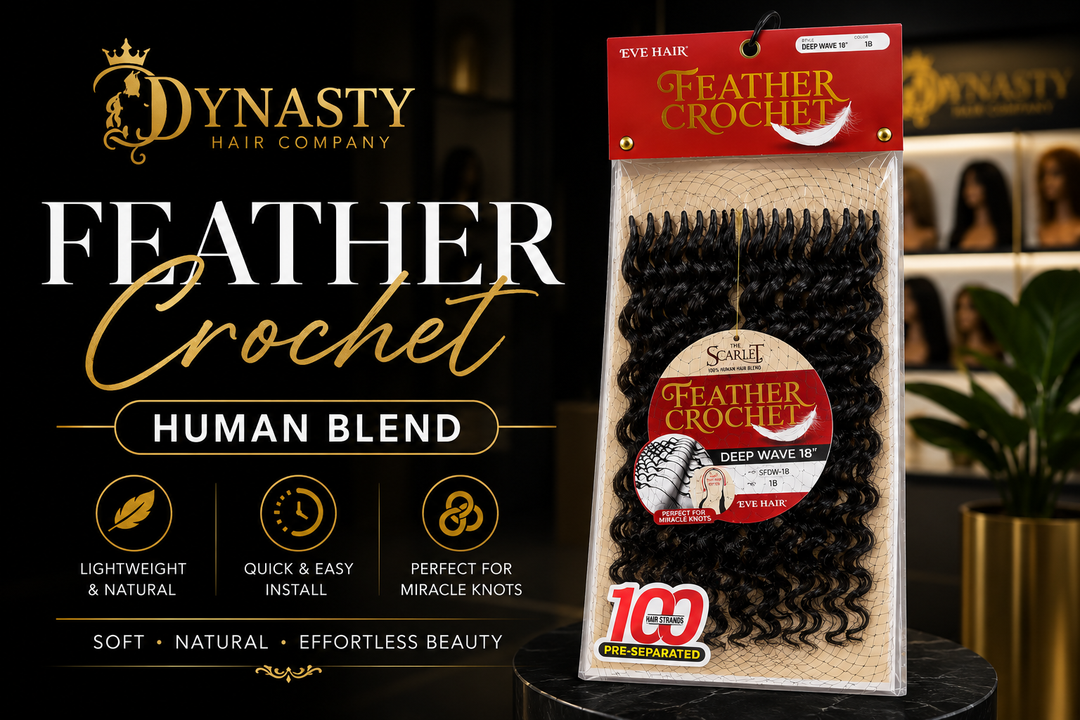 FeatherFlow™ Deep Wave Feather Crochet – Human Blend (100 Strands)