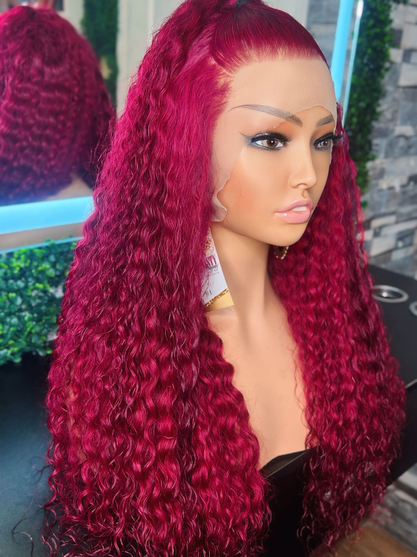 Dynasty Red curly 99j transparent lace