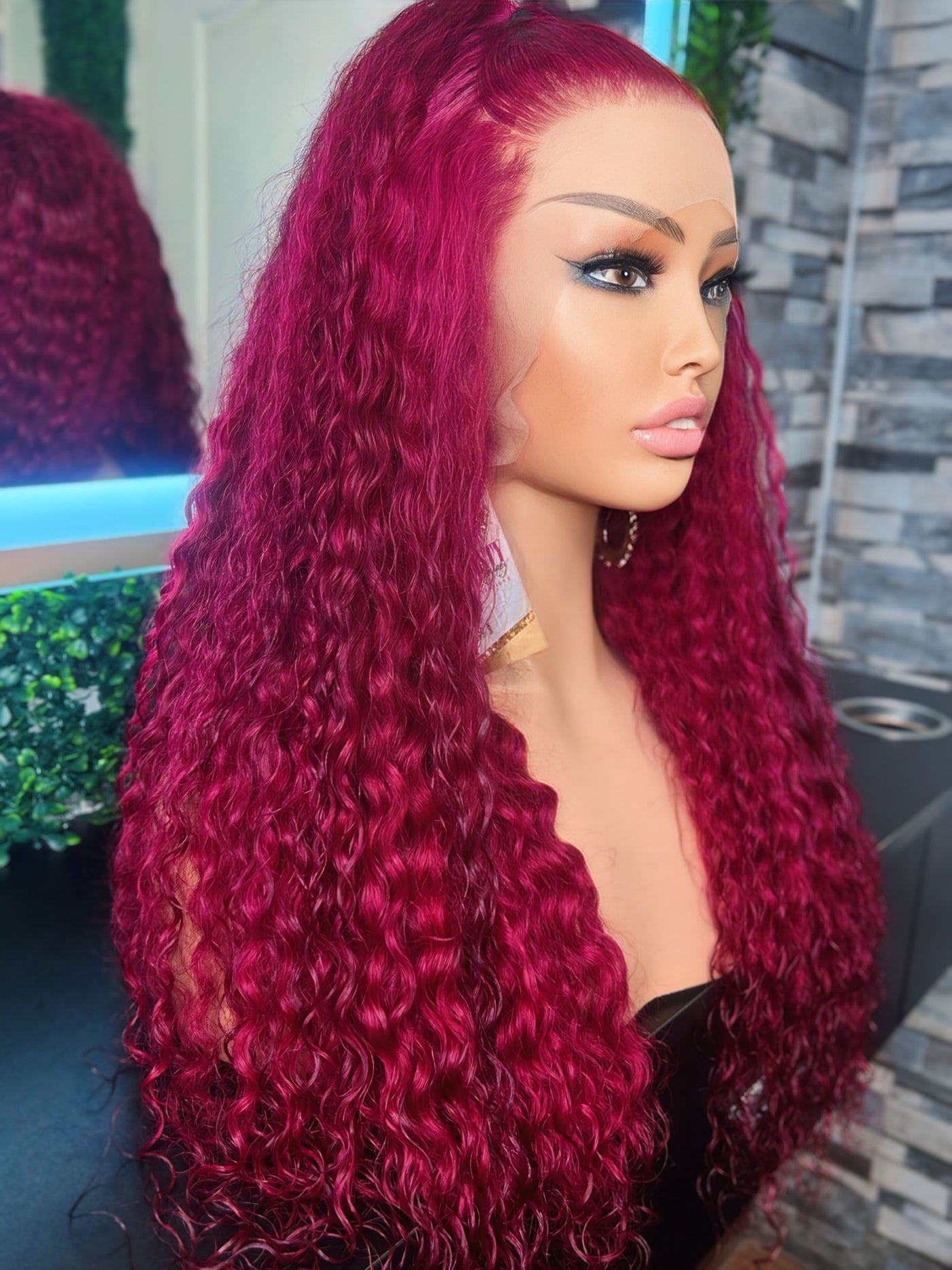 Dynasty Red curly 99j transparent lace