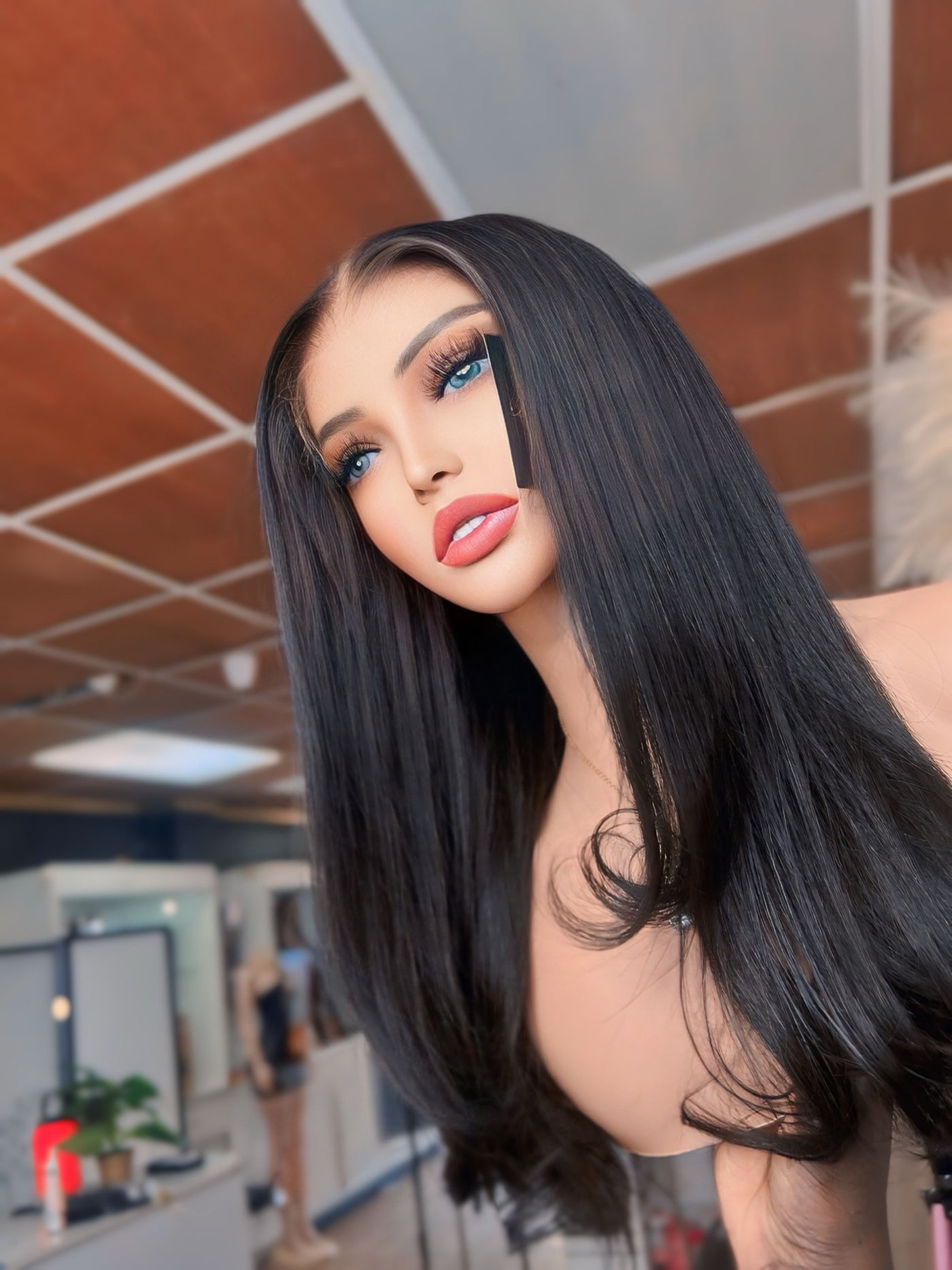 💫 Dynasty Sleek Queen – 16” HD Closure Wig straight