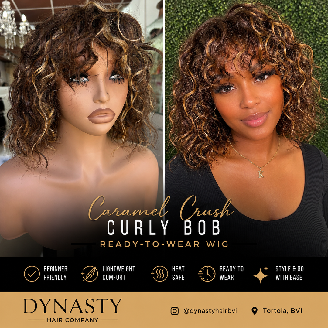 Caramel Crush Curly Bob – Ready-to-Wear Wig