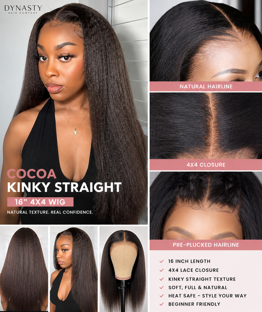 Cocoa Kinky Straight – 16” 4x4 Wig