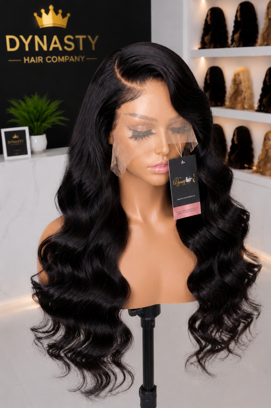 Midnight body wavy frontal wig