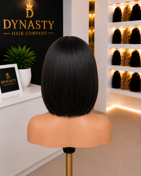 Silky Blunt Cut Bob Glueless 13x4 Frontal Lace Human Hair Short Wig Pre-Cut Lace