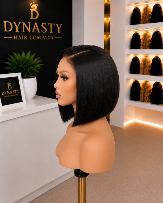 Silky Blunt Cut Bob Glueless 13x4 Frontal Lace Human Hair Short Wig Pre-Cut Lace