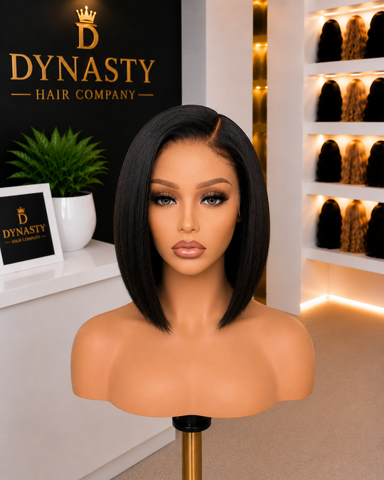 Silky Blunt Cut Bob Glueless 13x4 Frontal Lace Human Hair Short Wig Pre-Cut Lace