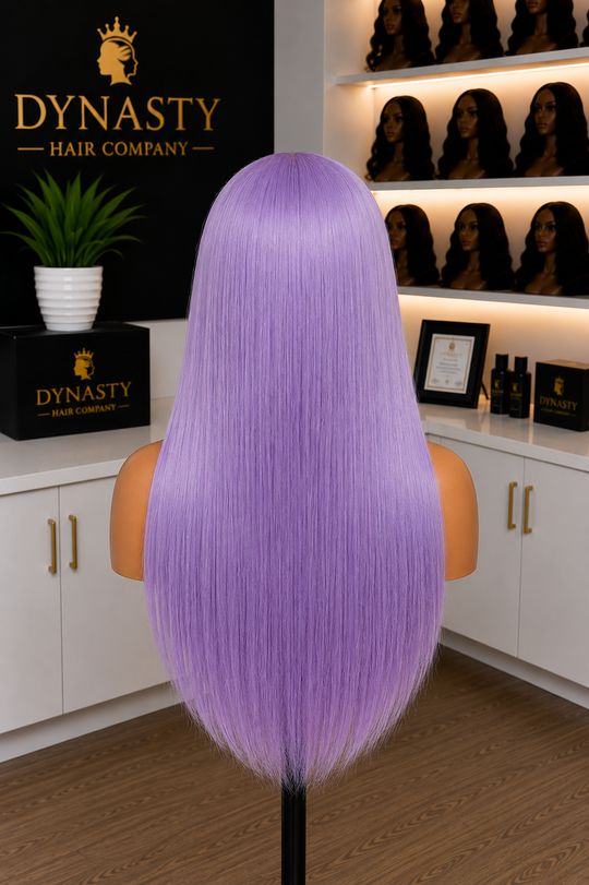 Lavender purple Dream Straight

20” Straight Lavender Wig • 13x4 Transparent Lace Frontal • Soft &amp; Lightweight