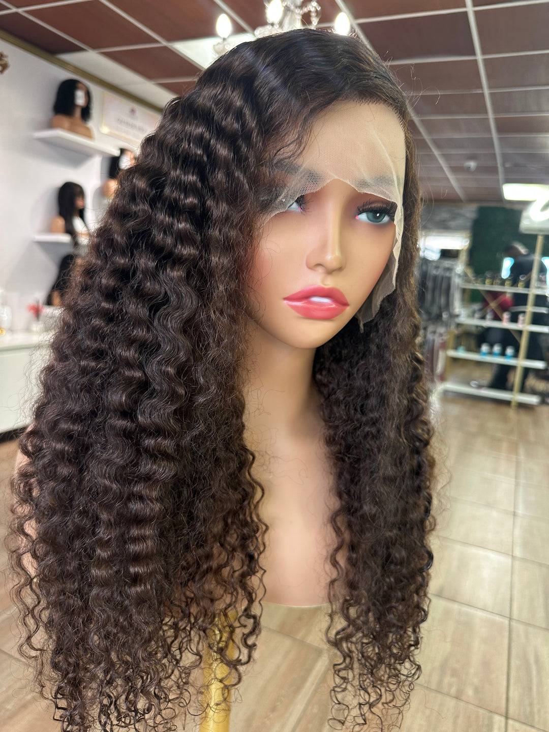 Chocolate Brown Burmese Curly 13×6 Lace Front Wig