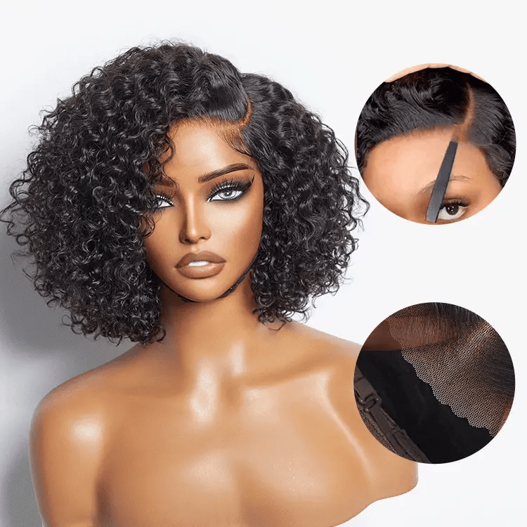 Short Cut Curly Minimalist HD Lace Glueless Side Part Wig 100% Human Hair