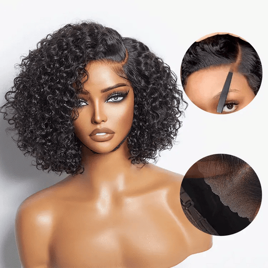 Short Cut Curly Minimalist HD Lace Glueless Side Part Wig 100% Human Hair