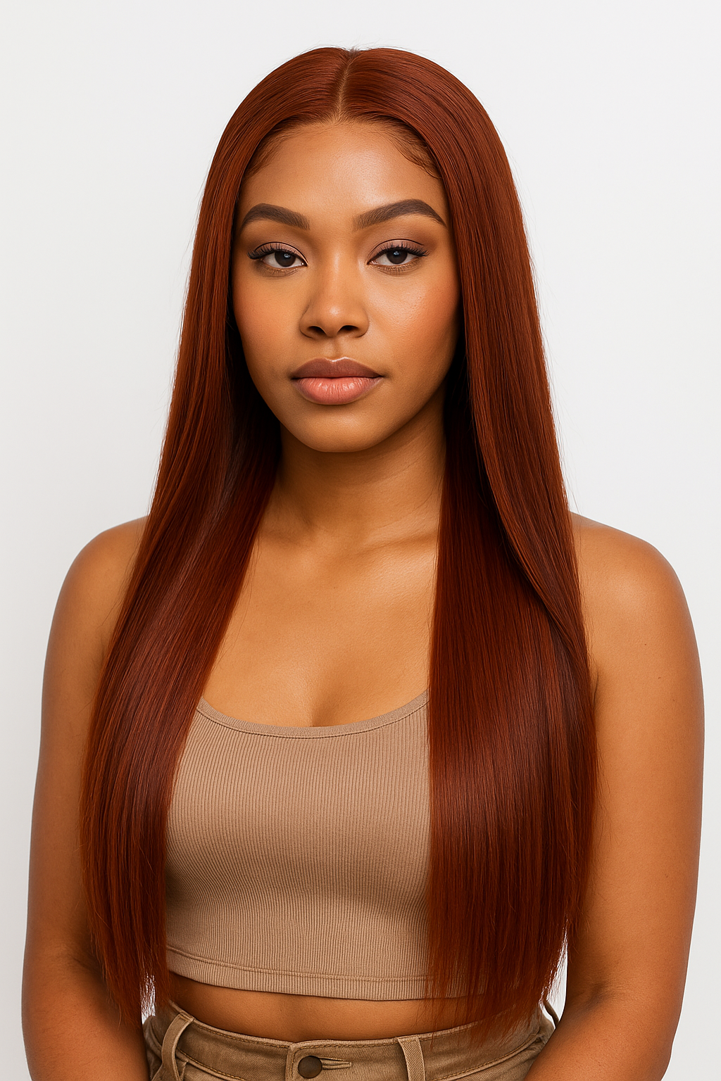Auburn Allure Straight Wig – 13x4 Transparent Lace 26”