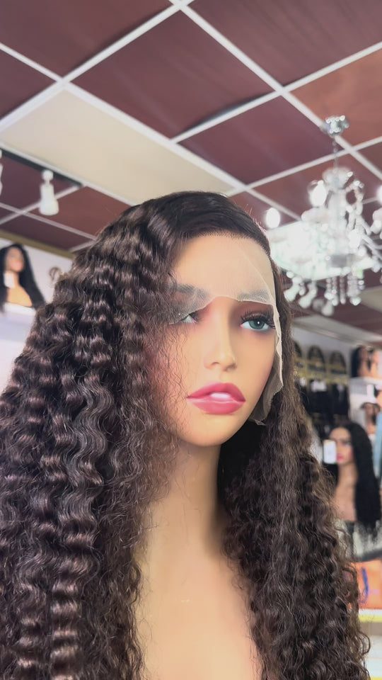 Chocolate Brown Burmese Curly 13×6 Lace Front Wig