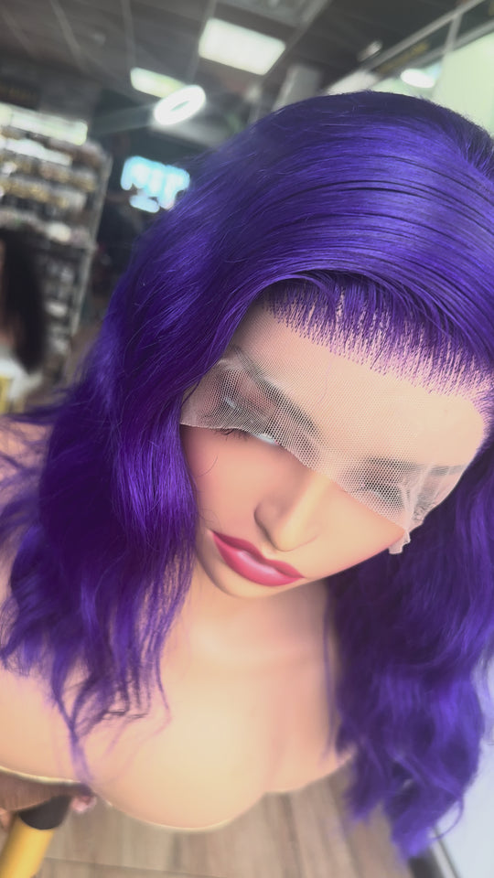 Purple bob wigs 13x4